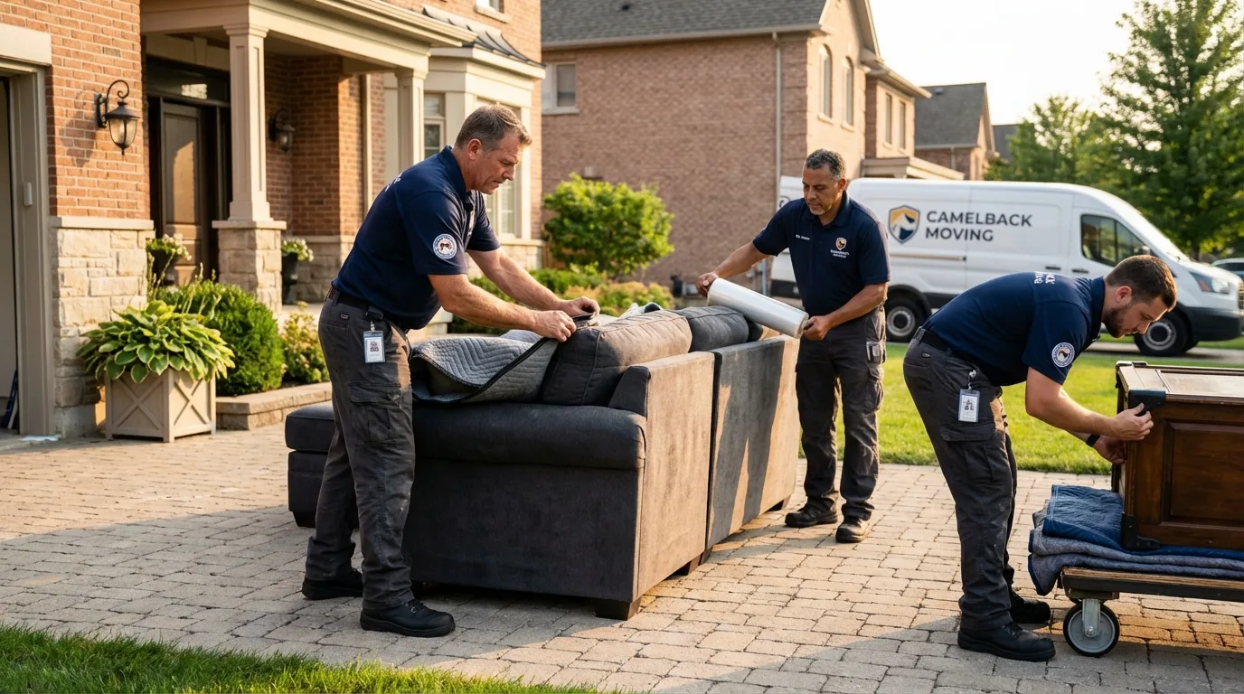 Large estate moving crew wrapping furniture in Antioch, CA