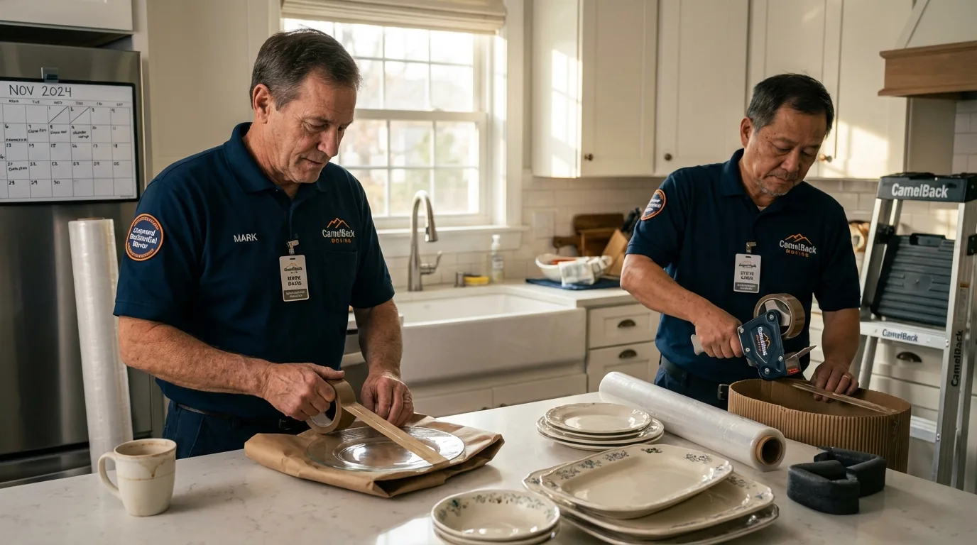 Professional crew packing kitchen dishware in Antioch, CA